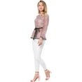 thumbnail image 4 of DARING DIVA Self-Tie Waist Semi Sheer Peplum Top 3XL Pink, 4 of 6