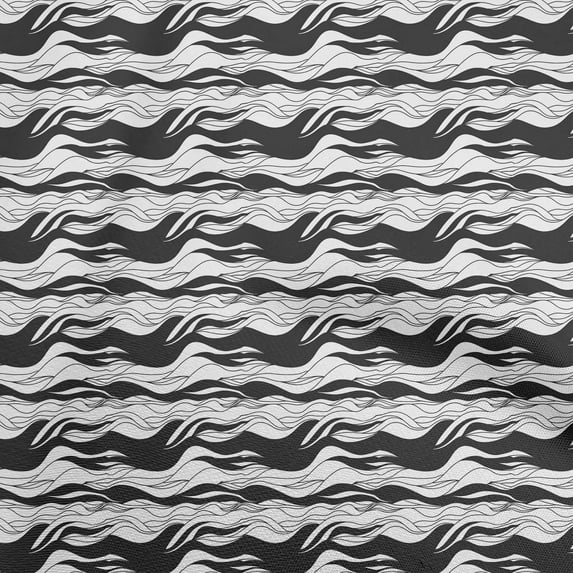 oneOone Silk Tabby Black Fabric Asian Wave Sewing Material Print Fabric By The Yard 42 Inch Wide