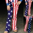 thumbnail image 2 of Fesfesfes Independence Day Pants for Women Mid Waist Denim Frayed Pants Casual Flag Print Jeans Denim Trousers, 2 of 8