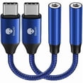 thumbnail image 1 of Chenchen USB C to 3.5mm Dongle Adapter, Type C Headphone Audio Jack Cable Cord Hi-Fi DAC Chip for iPhone 17/16 /15, Pixel 9/8 /7/6, iPad, Samsung Galaxy S25 S24 S23 Ultra (2, Blue, 0.38ft*2), 1 of 1