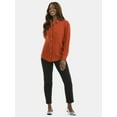 thumbnail image 2 of Time and Tru Women's Double Cloth Cotton Shirt with Long Sleeves, Sizes XS-XXXL, 2 of 5