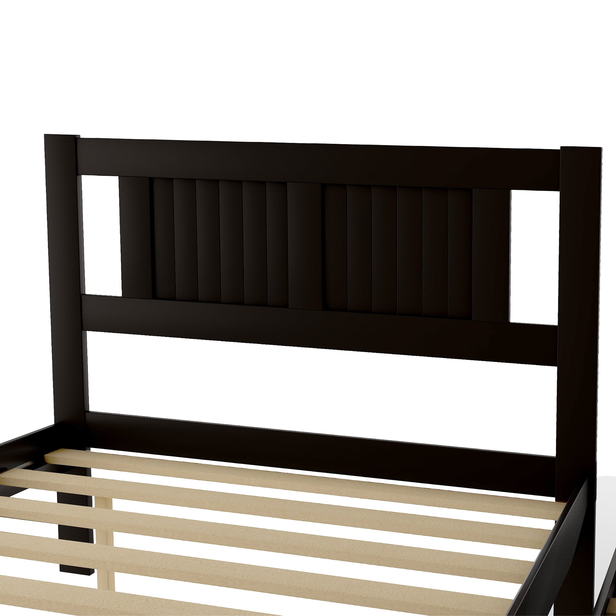 Euroco Pine Wood Space-Saving Platform Bed, Full for Kids Bedroom, Brown