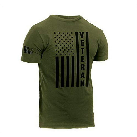 Rothco 19133 Men Veteran Flag Short Sleeve T-Shirt, Olive Drab - Small