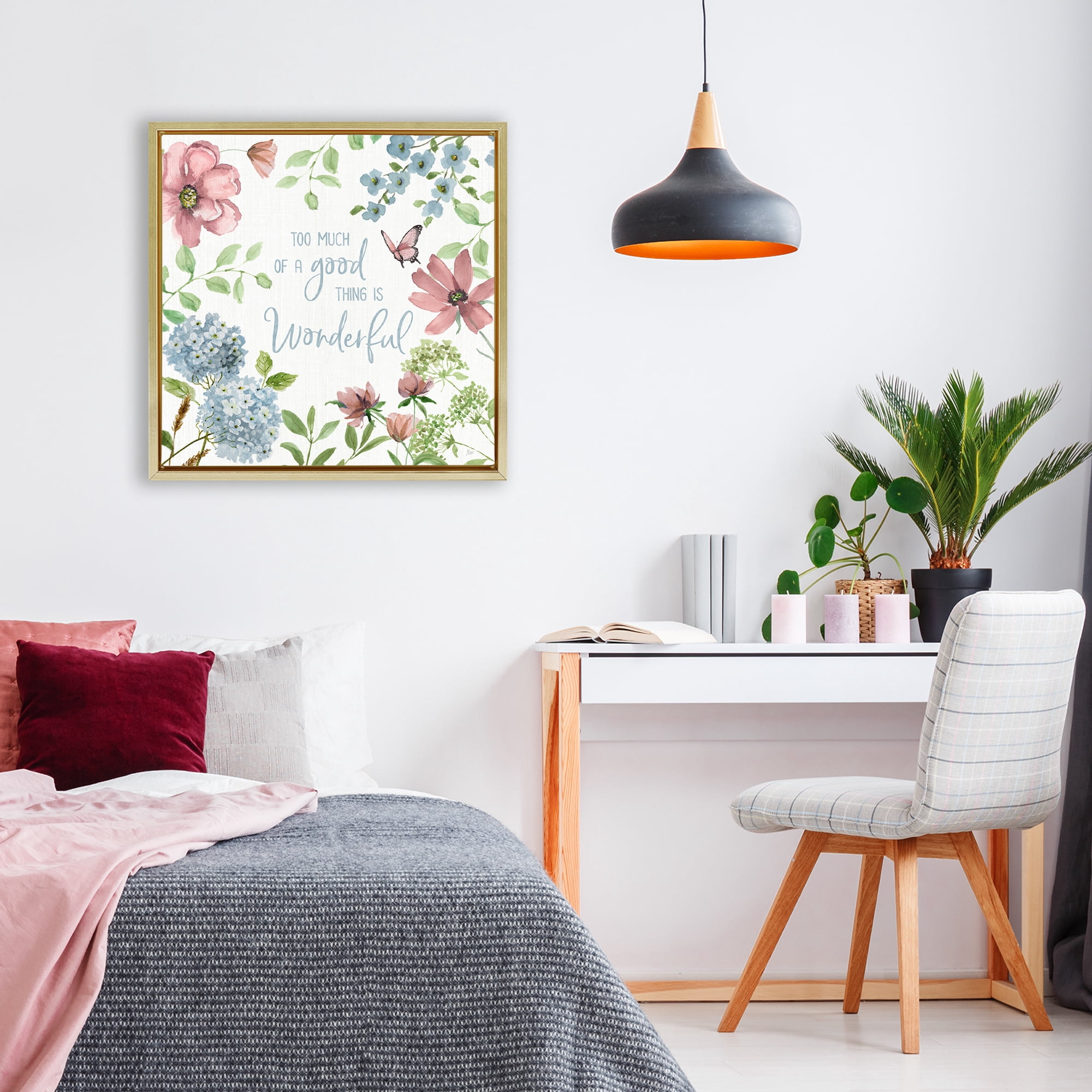 Stupell Industries Too Much Of A Good Thing Gold Framed Floater Canvas Wall Art, design by Nan