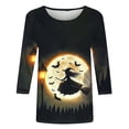 thumbnail image 4 of Ynynloco Womens Fall Shirts Halloween V Neck 3/4 Length Sleeve Pullover T-Shirts Thanksgiving Graphic Tee Tops, 4 of 5
