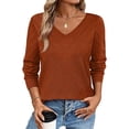 thumbnail image 4 of Sweaters for Women V Neck Casual Knit Long Sleeve Tops 2026 Fall Lightweight Pullover Sweaters, XL, 4 of 4