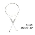 thumbnail image 3 of Ofertas Únicas 1 Pc Collar de Suéter Largo Ajustable Collar de Colgante Largo en Forma de V 31.89" Tono Plateado, 3 of 5