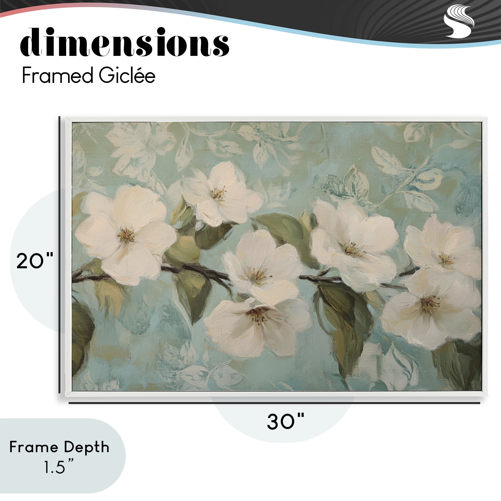 Stupell Industries Serene Flower Branch Blooms White Framed Giclee Art, design by Petal Prints Design