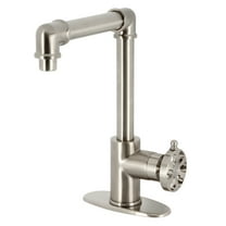 Kingston Brass KSD144RXBN Belknap One-Handle Single-Hole Bathroom Faucet with Deck Plate and Push Pop-Up Drain, Brushed Nickel