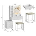 thumbnail image 4 of Makeup Vanity Desk with Mirror and Lights, Vanity Table with 5 Drawers, Vanity Set with Stool and Removable Side Storage Cabinet for Bedroom, 4 of 7