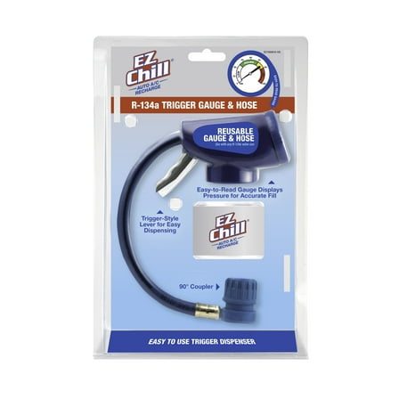 EZ Chill A/C Recharge Reusable R-134a Gauge and Hose, Auto Air Conditioning Parts, Universal Vehicle