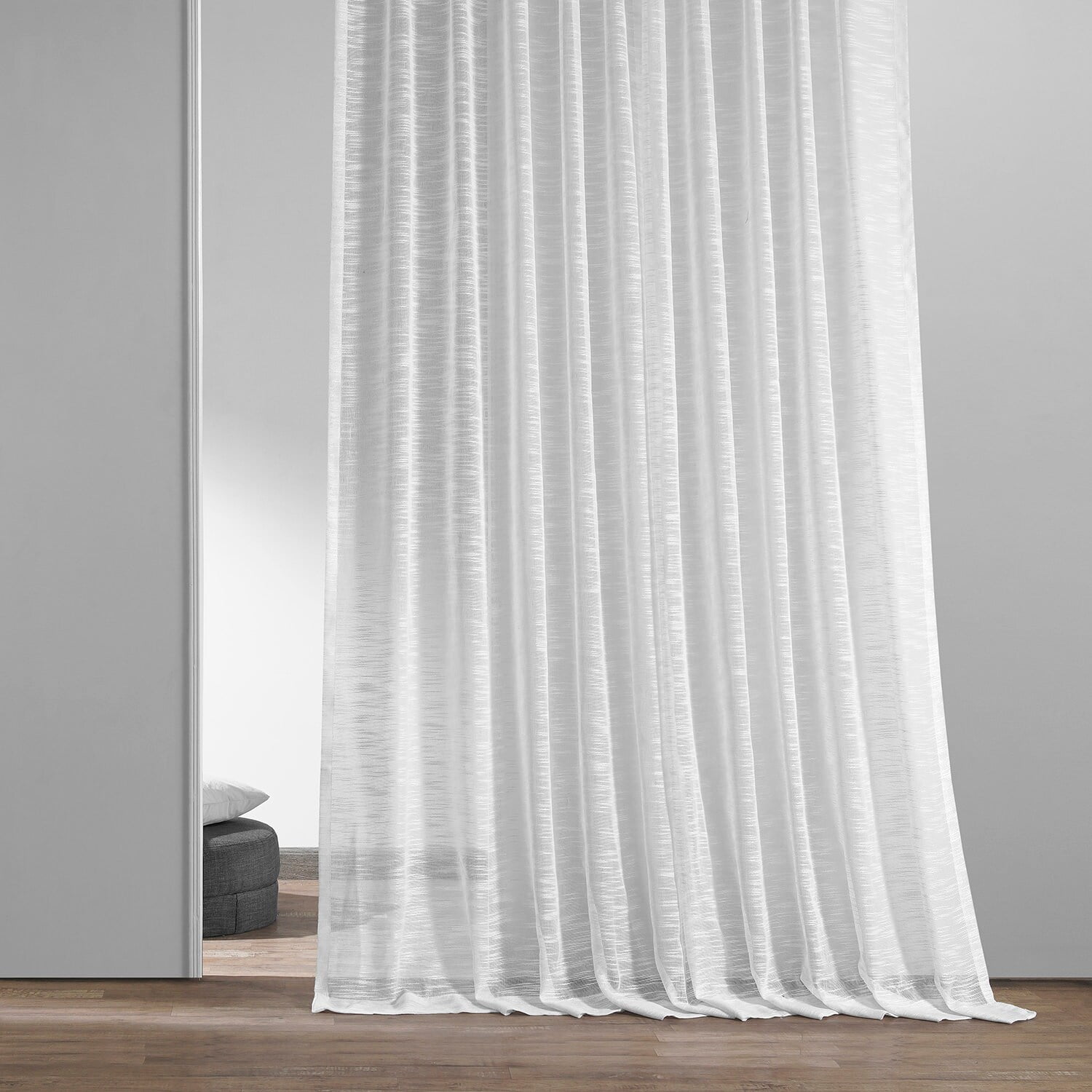 Open Weave White Linen Sheer Curtain (1 Panel), Open Weave White, 50W X 108L