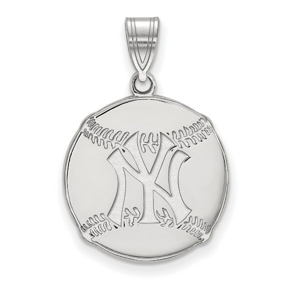 Auriga Fine Jewelry 925 Sterling Silver Rhodium-plated N-Y Baseball Pendant for Women (L-25 mm, W-18 mm)