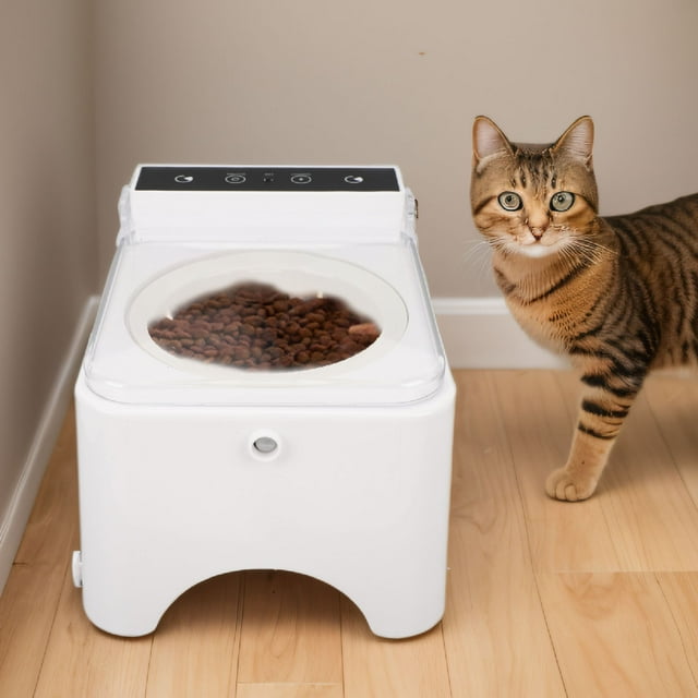 Bol Distributeur Automatique pour Chat et Chien, Bol de Détection Automatique pour Chat, Couvercle Transparent, Conception Surélevée, Bol Distributeur Intelligent Hygiénique pour Animaux de Compagnie pour la Maison Intérieure, Installation Simple