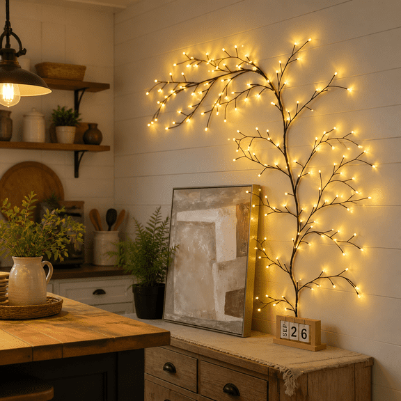 Brown X1 7.5ft Willow Vine Fairy String Lights with 144 LEDs and Remote Control
