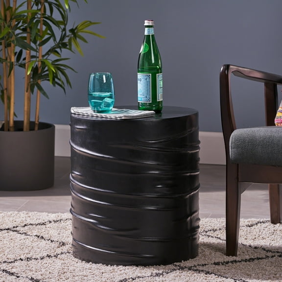 Noble House Indoor 16" Light-Weight Concrete Side Table, Black