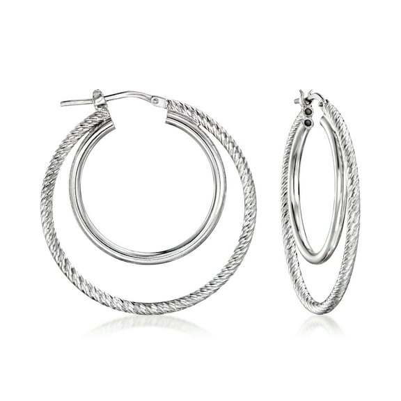 Ross-Simons Italian Sterling Silver Double-Hoop Earrings, Women's, Adult