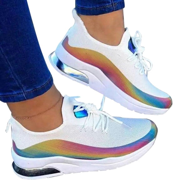 NOKIO Women Cushion Sneakers La𝖼e Up Running Shoes Comfortable Wide Width Sport Shoes Lightweight Outdoor Walking Shoes Non S𝗅ip Jogging Shoes Fashion Gym Workout Shoes for Back to College