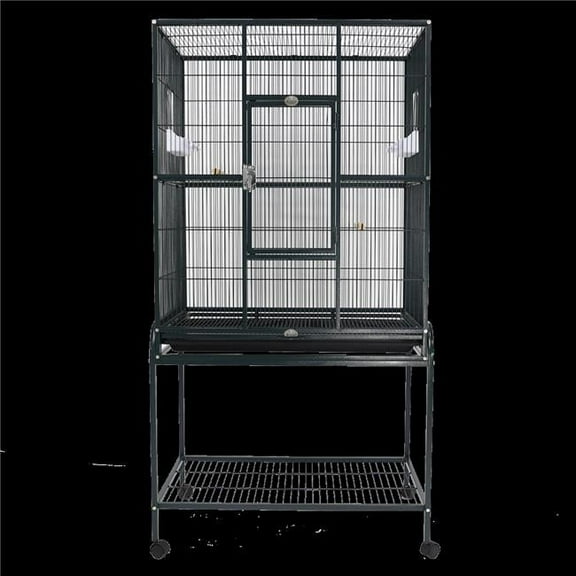 31 x 20 in. Flight Cage & Removable Stand with Bottom Shelf, Green
