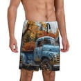 thumbnail image 2 of Balery Rustic Vintage Truck Autumn Pantalones cortos de pijama de punto de algodón para hombre con cinturilla y bolsillos-4X-Large, 2 of 6