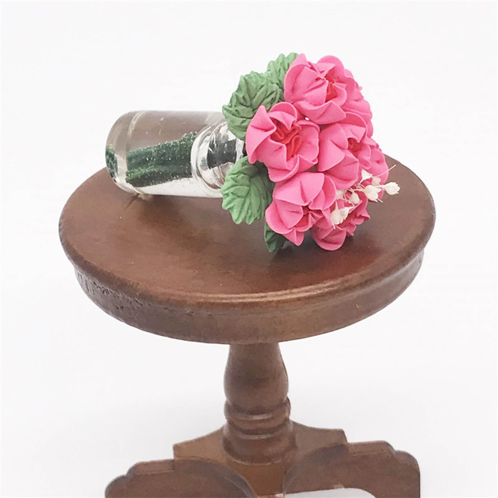 Miniature Rose En Pot Pour Maison De Poupée 1:12 – Décoration Réaliste, Pot Blanc, Idéal Pour DIY
