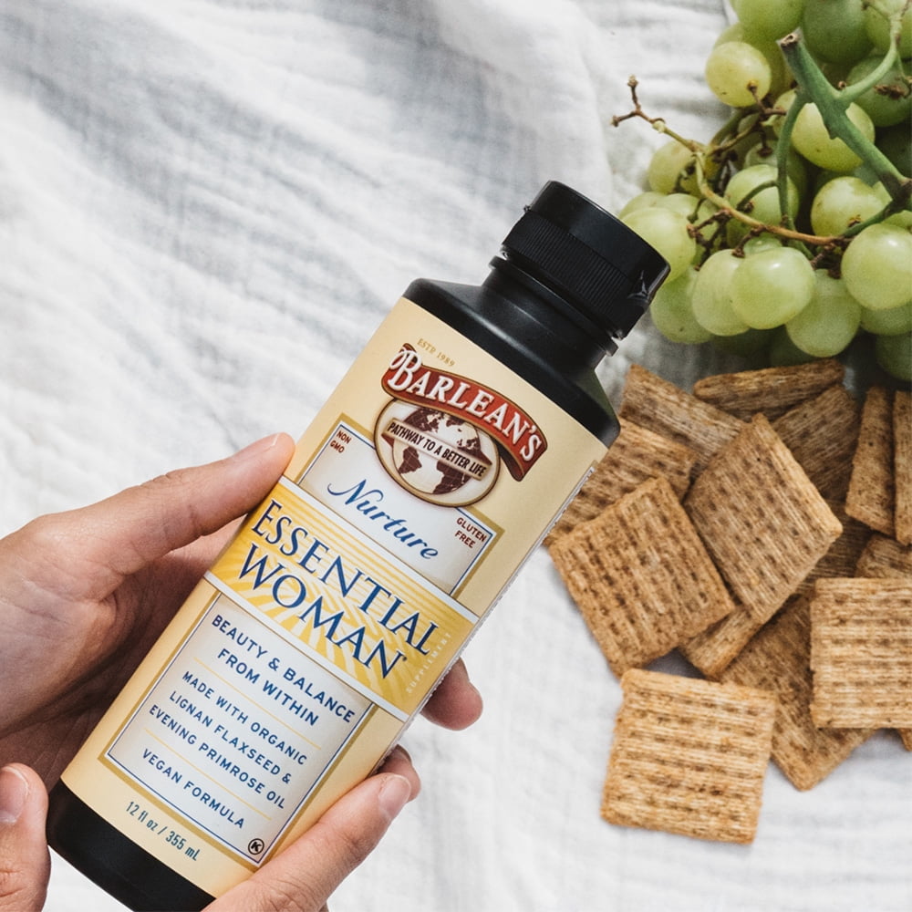 Barlean's Essential Woman Oil Blend Flaxseed and Evening Primrose Oil, Omegas-3, 6 and 9 and GLA - Vegan, All-Natural Flavor, Non-GMO, Gluten-Free - 12 oz