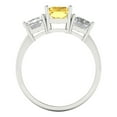 thumbnail image 4 of 4ct emerald cut yellow natural citrine 18k white gold 3 stoneBridal Wedding Engagement Promise Anniversary Ring for Women size 9.5, 4 of 7