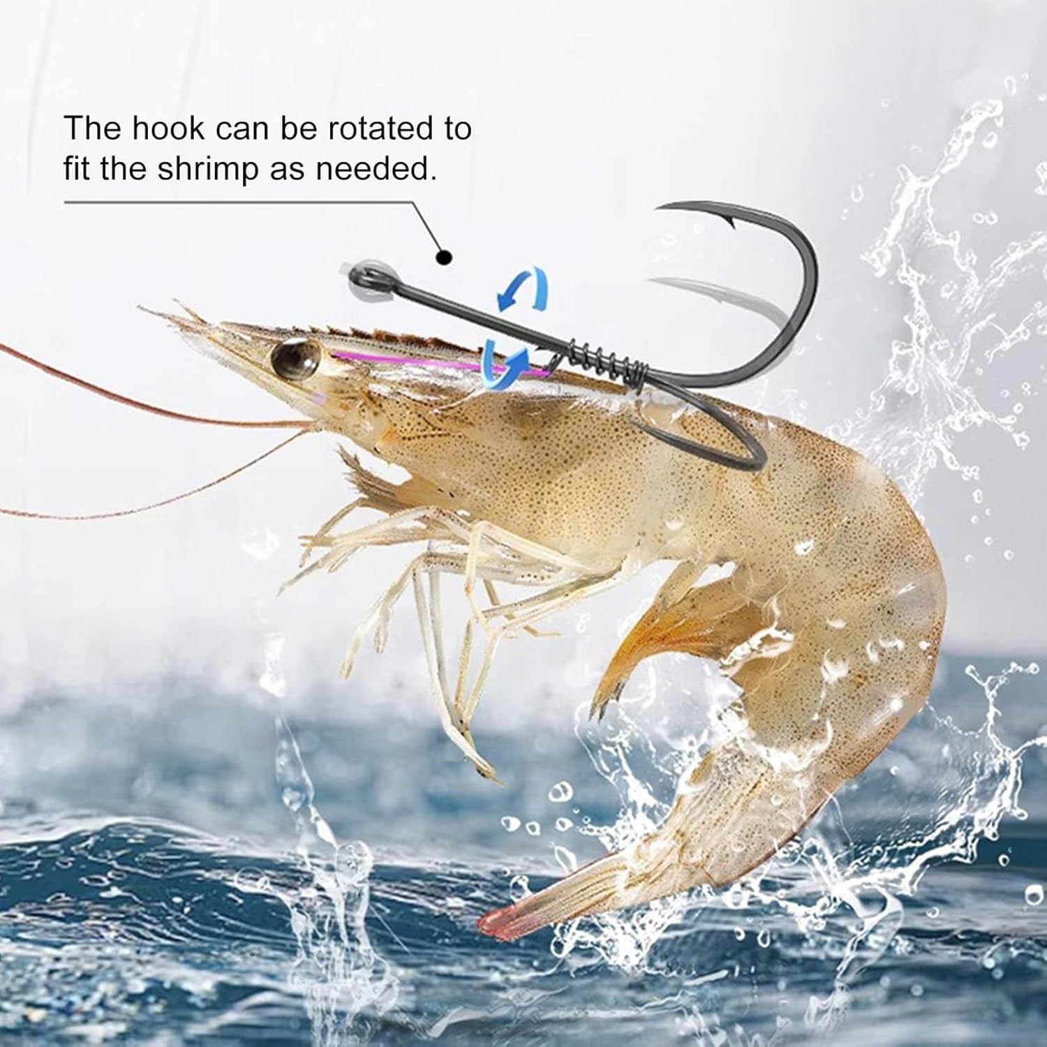 20Pcs Live Shrimp Fixing Hook Heavy Duty Carbon Steel Barbed Fishhook with Hole Freshwater Saltwater Catfish Bass Fishing Hook Fishing Accessories