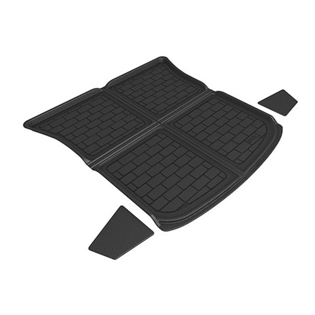 Convient aux 2020-2023 Tesla Y 3D Mats Cargo Area Liner M1TL0171309 MAXpider; Ajustement Direct; Bord Surélevé; Noir; Caoutchouc Thermoplastique à Texture Fibre de Carbone; Antidérapant; Surface de Cargo Arrière