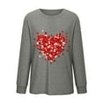 thumbnail image 4 of Zpanxa Valentines Shirts for Women Cute Long Sleeve Tops Fashion Crew Neck Loose T-Shirt Blouse Valentines Day Gifts Gray D, 4 of 6