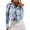Blue, variant on Womens Denim Jacket Jean Jacket Fashion Casual Oversized Long Sleeve Single Drop Shoulder Ripped Hem Pocket Trucker Coat Clothes