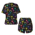 thumbnail image 6 of Wukai Colorful Palms Women's Pajama Set,Short-Sleeve Top and Shorts with Elastic Waistband and Pockets for Loungewear, Yoga, and Casual Wear-X-Large, 6 of 8