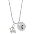 thumbnail image 1 of Delight Jewelry Silvertone Hit the Sweet Spot with Yellow Softball Silvertone Script Initial Disc - V - Charm Necklace, 20"+3", 1 of 4