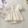thumbnail image 2 of Fortune Romper Dress for Newborn Baby Girl Short Sleeve Button Jumpsuit Summer Infant Solid Color Playsuit, 2 of 9