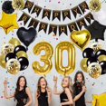 thumbnail image 4 of YANSION 30th Birthday Party Decorations Kit - Happy Birthday Banner, 30th Gold Number Balloons, Gold and Black, Number 30, Perfect 30 Years Old Party Supplies, 4 of 13