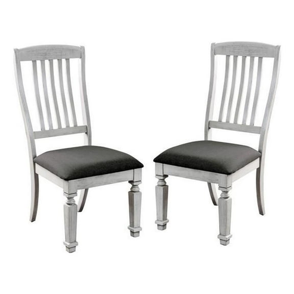 Bowery Hill 18.5" Transitional Wood Padded Dining Chair in White (Set of 2)