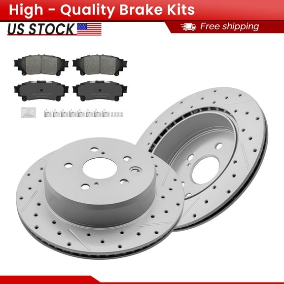 ACB ZONE Rear Brake Kits for Lexus GS200t GS350 GS450h IS200t IS300 IS350 RC200t RC300 RC350 (980984, 1391), Drilled Slotted Disc Brake Rotors and Ceramic Brake Pads