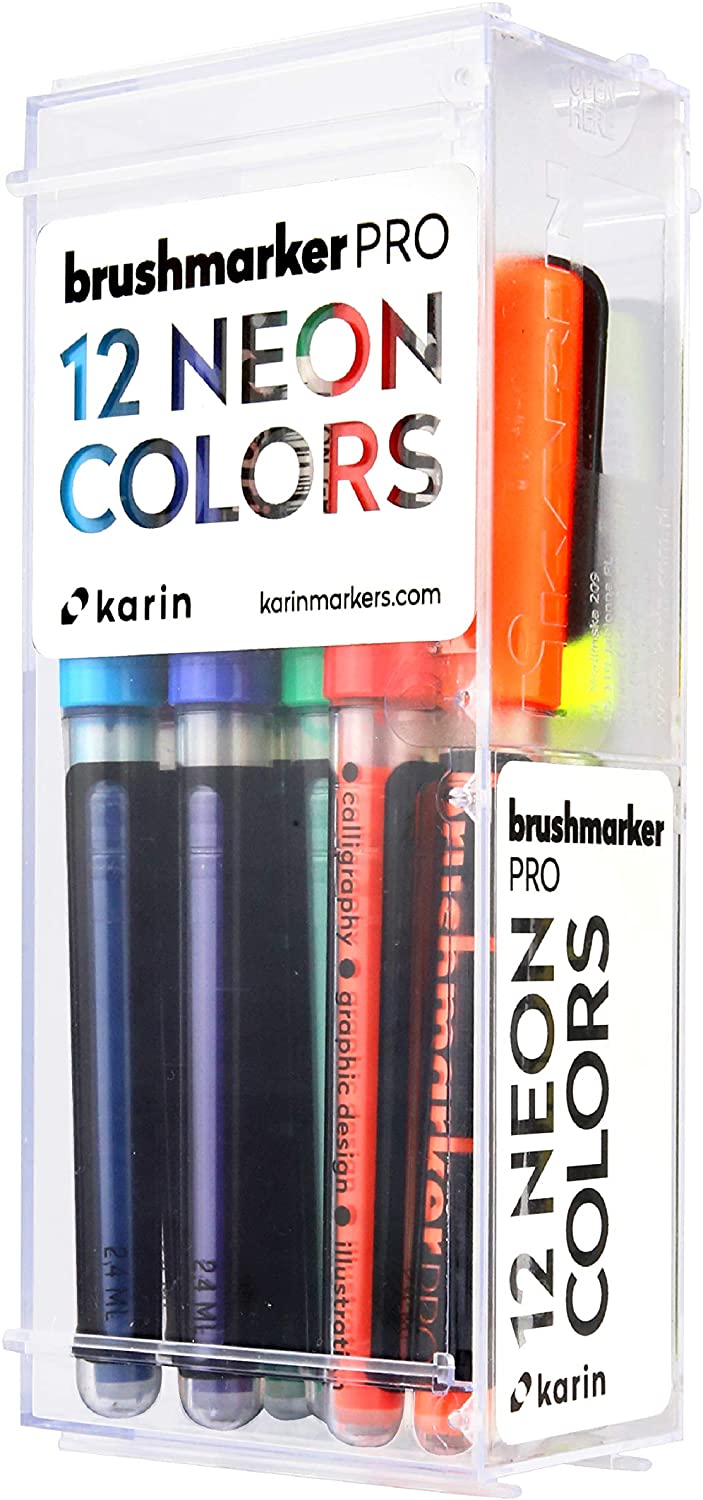 Karin Brushmarkers Pro Markers - Set of 12, Neon