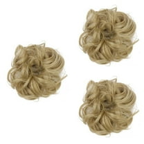 Synthetic Hairpiece Accessory for Women Wig Bun Extension Clip Scrunchies Curls 3 Count