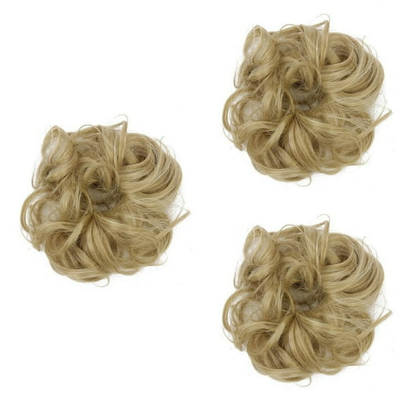 Synthetic Hairpiece Accessory for Women Wig Bun Extension Clip Scrunchies Curls 3 Count