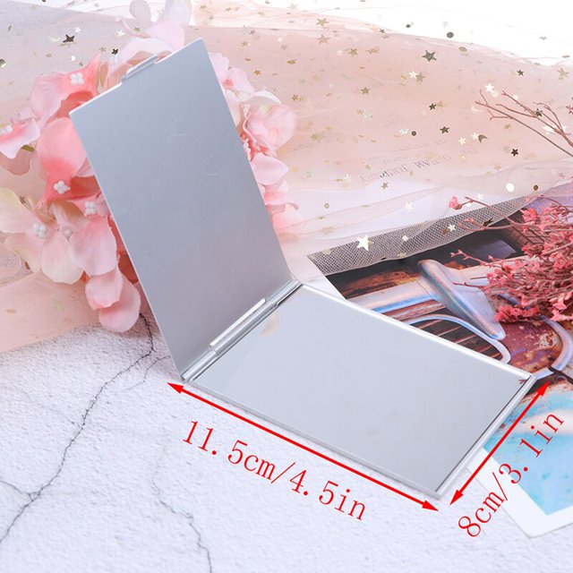 Espejos plegables de maquillaje rectangulares de bolsillo de 5 tamaños, espejo de maquillaje plegable ultrafino, espejo cosmético compacto portátil personalizado Gao Jinjia LED