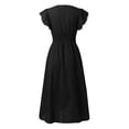 thumbnail image 4 of Womens Summer Boho Maxi Dress Casual 2026 V Neck Eyelet Dresses Flowy Vacation Beach Sundress Black 2XL, 4 of 6