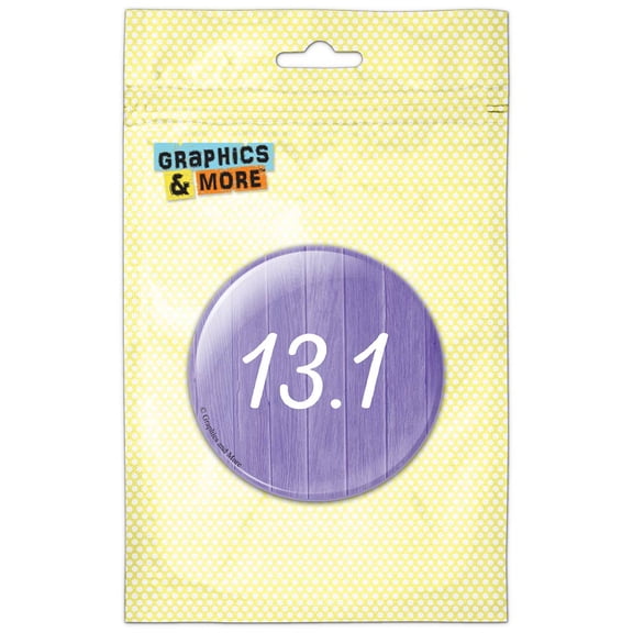 13.1 Half Marathon Runner Fitness Wood Planks Purple Pinback Button Pin Badge