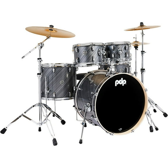 PDP PDMA2215KTTG Mainstage Drum Set with Hardware, Paiste Cymbals, Throne, Twilight Graphite - 5 Piece