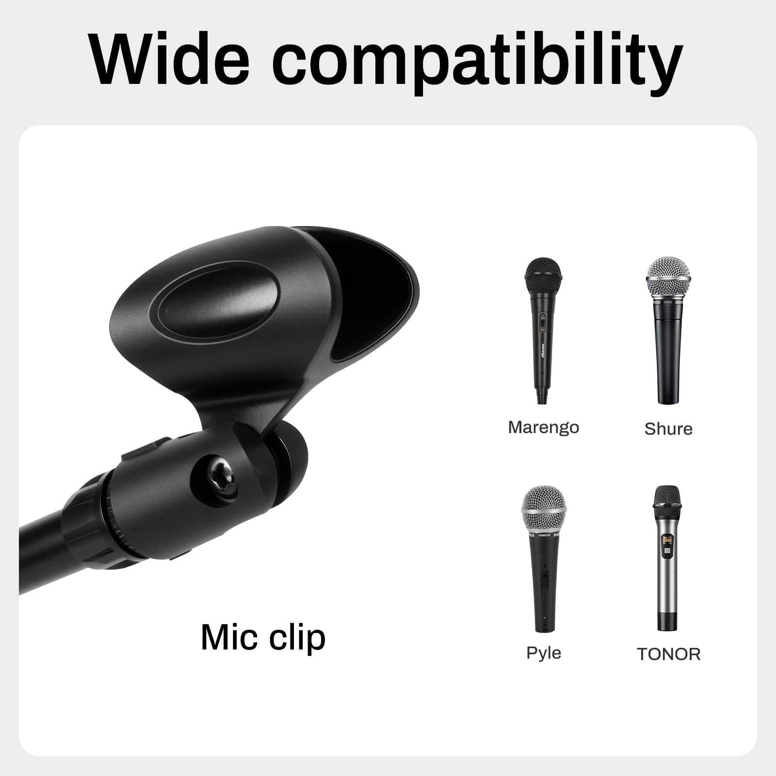 AODSK Boom Microphone Stand - Universal Mic Stand with Tripod Base, Floor Standing Design, Height Adjustable 22" to 68" for Singing Stage Performance Party