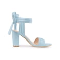 thumbnail image 4 of BLISSFUL STEP Outfit Women's Sandals Ankle Tie Back Open Toe Block Heels Sky Blue 8, 4 of 8