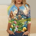 thumbnail image 2 of successthop Easter Tops for Women Bunny Party Crewneck Holiday Clothes 3/4 Sleeve Vacation Shirts Festival Blouse M, 2 of 5