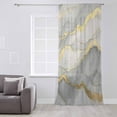 thumbnail image 3 of Marble Grey Semi Sheer Curtains Drapes for Living Room, Bedroom, French Doors Window 63 Inches Long, Modern Gold Luxury Neutral Texture Rod Pocket Chiffon Curtain Drapery Voile Draperies Panel, 3 of 6