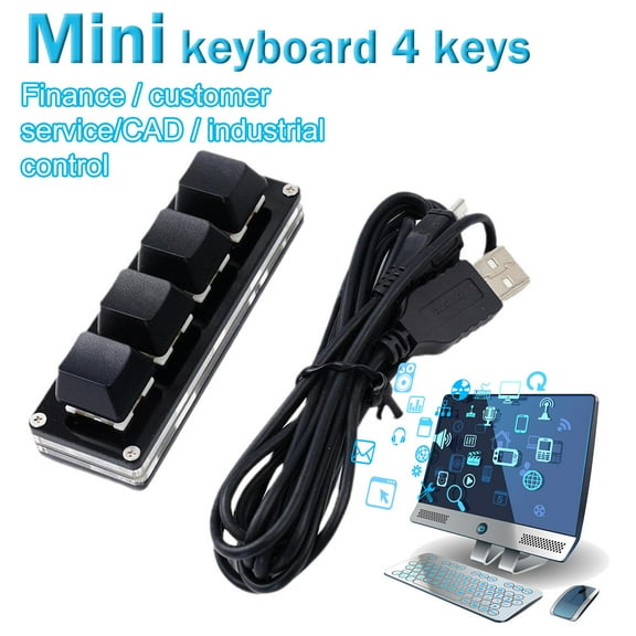 Blarkrus Black Red Axis Black Small Keyboard Mini Keyboard 4 Keys Copy And Paste One-Key Password Custom Shortcut Keys Sayodevice