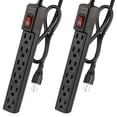 thumbnail image 1 of Protector contra sobretensiones Power Strip PLUGTUL, 6 salidas, paquete de 2, negro, 1 of 7